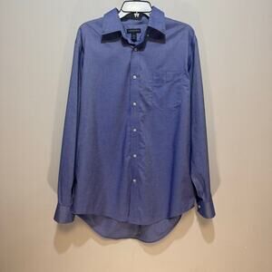Lands’ End women’s Blue button-up long-sleeve shirt.